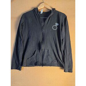 In Your Face Apparel Women Black Long Sleeve Full Zip Sweatshirt Size Large